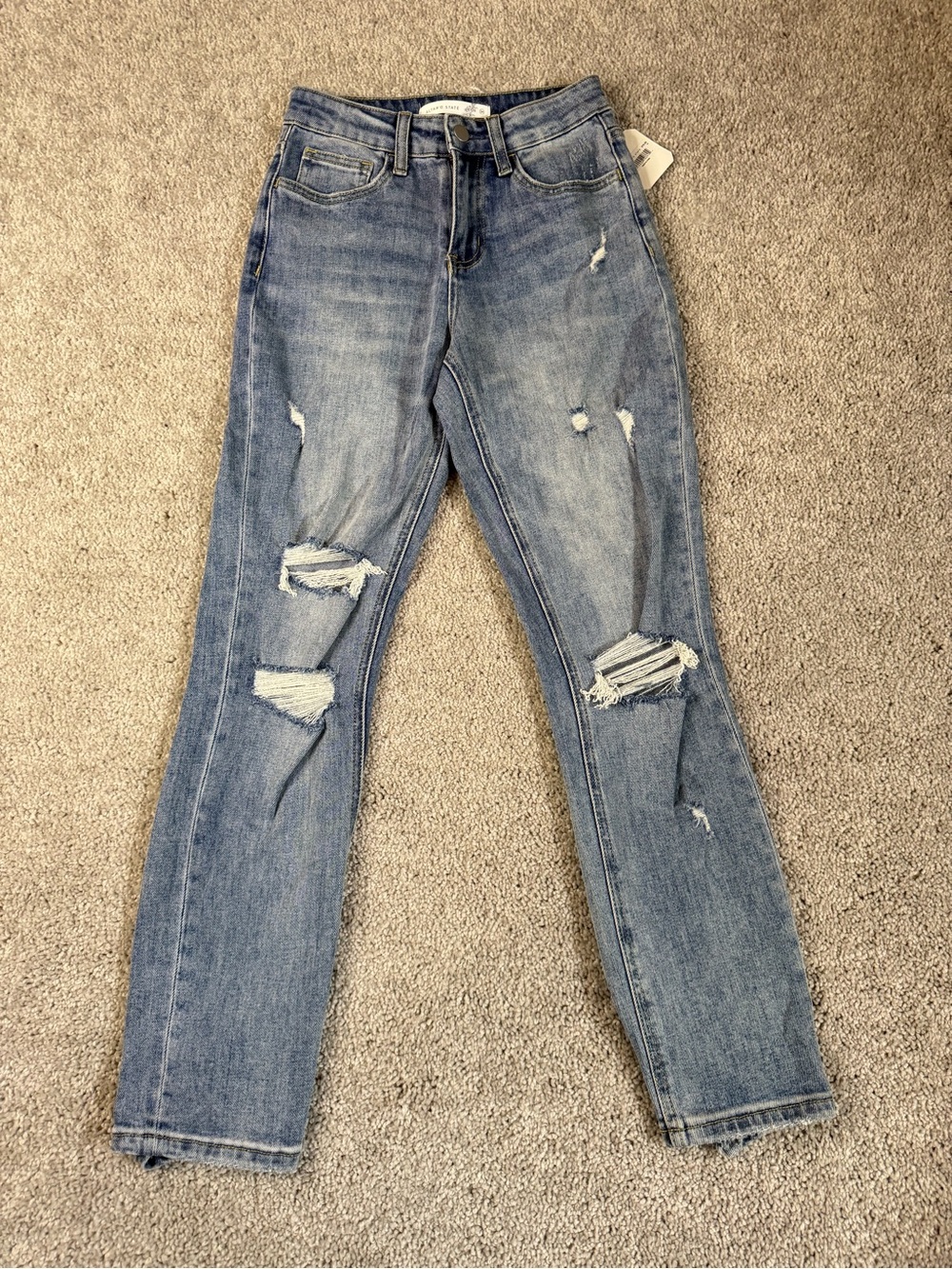 Altar'd State Medium Blue Distressed Straight Leg Jeans